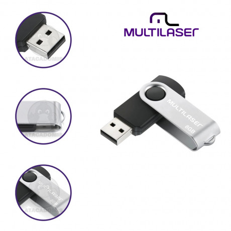 Pendrive Multilaser Twist 8GB - PD587-Shopping OI BH 