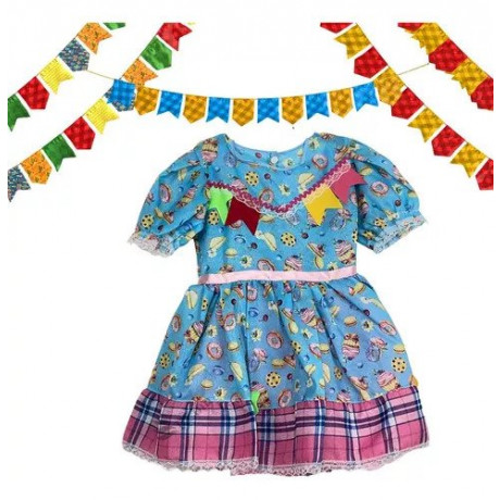 Vestido Infantil De Festa Junina Caipira 