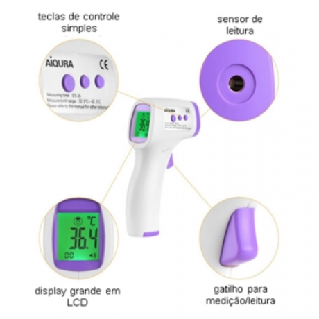 Termômetro Digital de Testa e corpo - adultos e crianças Aiqura AD801- Shopping Oi BH