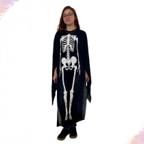 Fantasia Halloween Adulto Túnica Esqueleto Longo Caveira