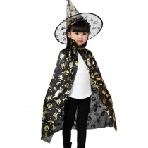 Capa Preta Halloween Dourada para Fantasias - Infantil