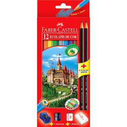 Lápis De Cor Faber Castell Kit Escolar 12 Cores