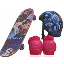 Skate Infantil Frozen Com Kit Segurança