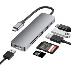Hub USB adaptador 6 em 1